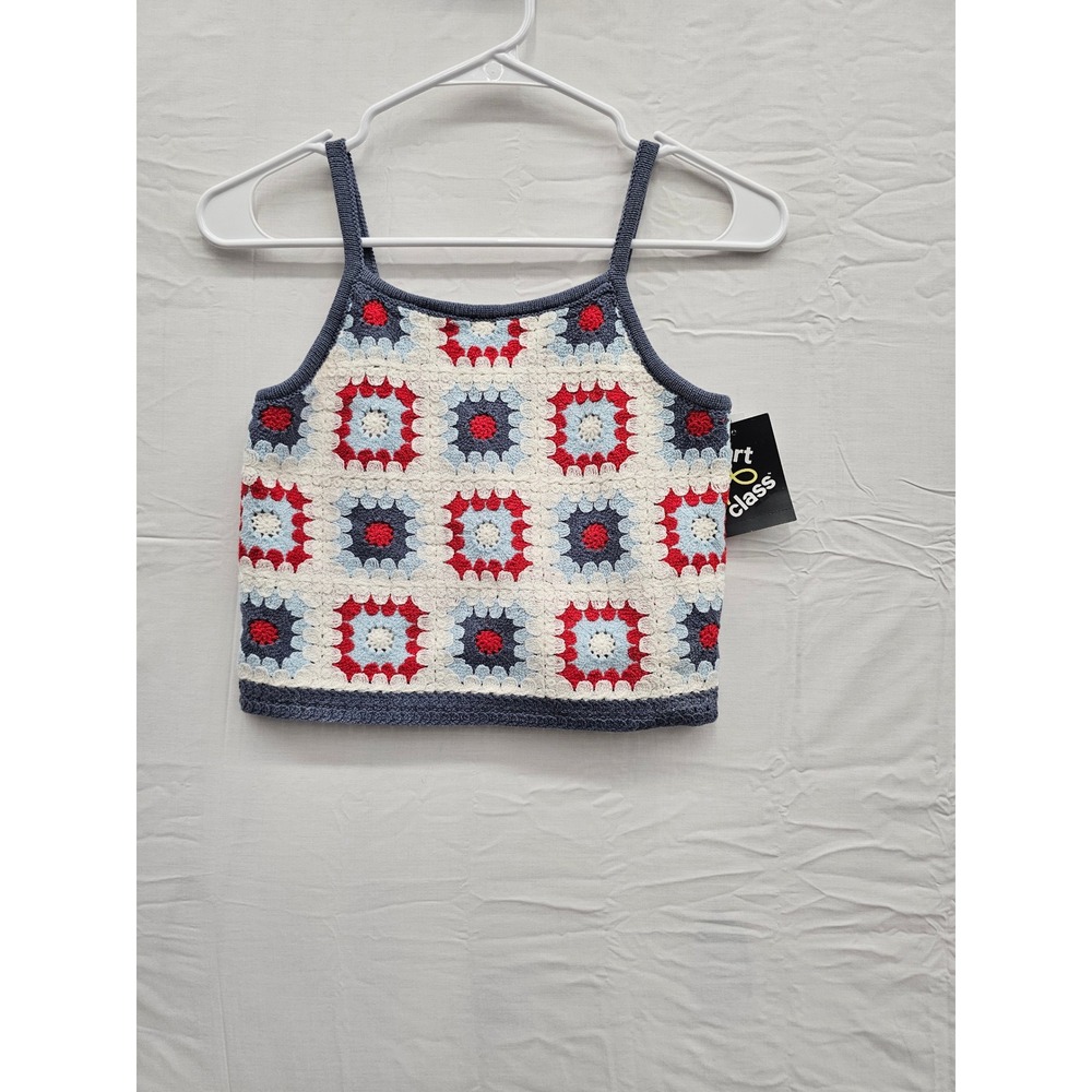 Art Class Girls Crochet Tank Top Blue Cotton Blend Casual Size Medium 7/8